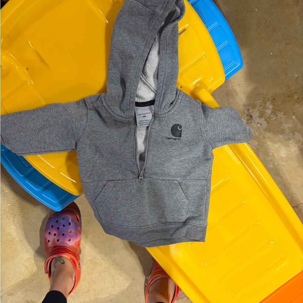 Carhartt Toddler Heather Gray Half-Zip Hooded Sweatshirt